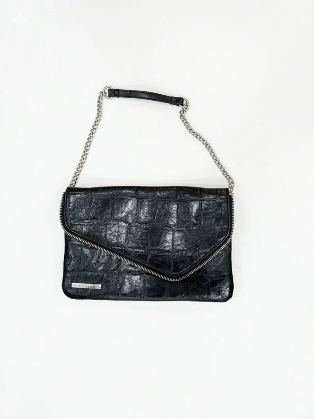 🖤 Nine West Black Crocodile-Embossed Chain Shoulder Bag 🖤